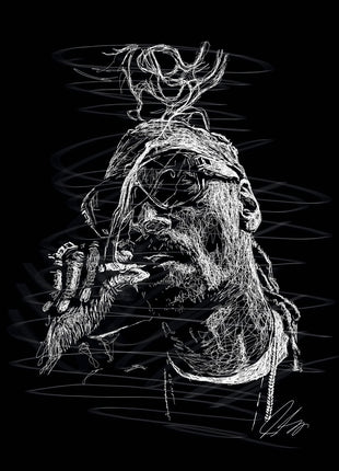 Smoke Above the Shades: frames a man in sunglasses with a hand held near his mouth.