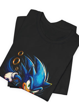 Folded view of the black Sonic the Hedgehog Ring Rush Graphic T-Shirt.