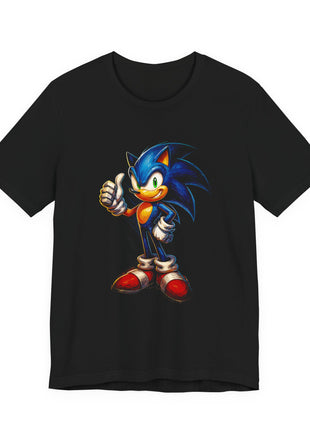 Front view of the black Sonic the Hedgehog Thumbs Up Graphic T-Shirt.