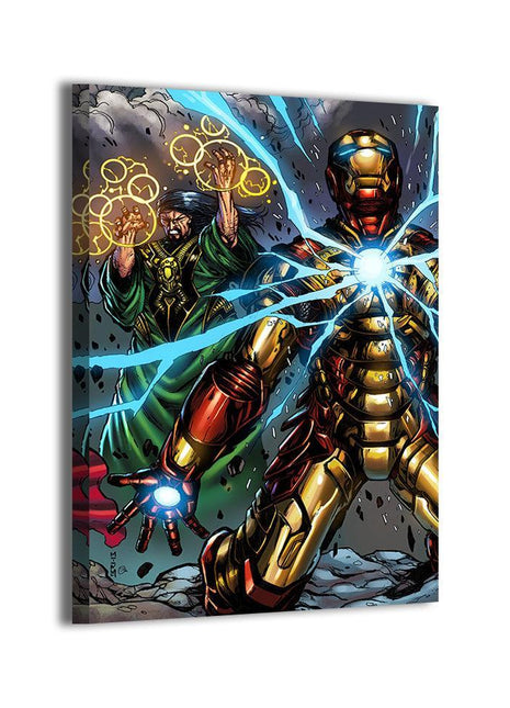 Sorcery & Steel Iron Man and Mandarin Marvel acrylic print by Brian Balondo