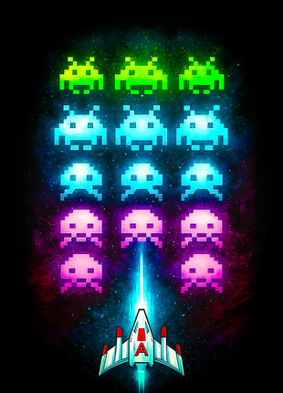 Space Invaders alien formation Space Invaders wall art in Acrylic, Canvas and Metal