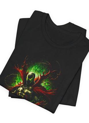 Folded view of the black Spawn Green Hellfire Graphic T-Shirt.