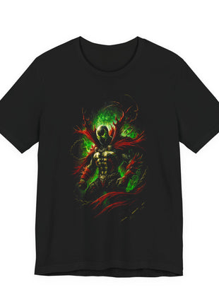Front view of the black Spawn Green Hellfire Graphic T-Shirt.