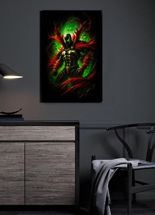 Necroplasm Unchained acrylic wall art showing Spawn rising in his black K7-Leetha symbiote armor