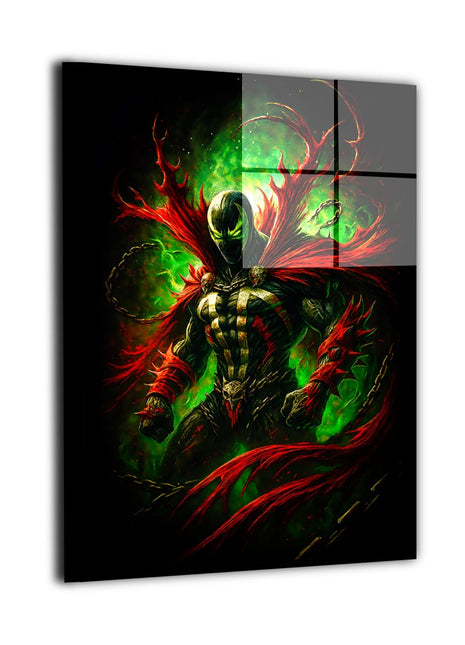 Necroplasm Unchained metal wall art showing Spawn rising in his black K7-Leetha symbiote armor