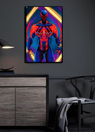 Across Tomorrow wall art featuring Miguel O’Hara as Spider-Man 2099 — Acrylic artwork view
