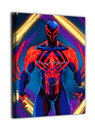Across Tomorrow wall art featuring Miguel O’Hara as Spider-Man 2099 — Canvas artwork view
