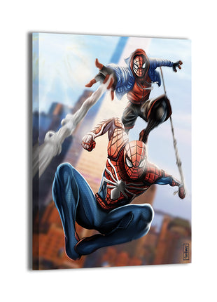 Twin Webs Wall Art Canvas Print – Spider-Man & Miles Morales by Ray Dash
