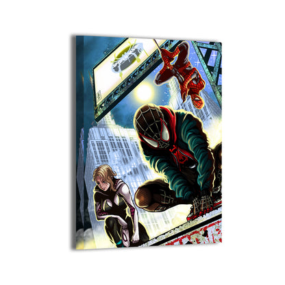 24x36 canvas spider verse artwork with miles gwen and peter


