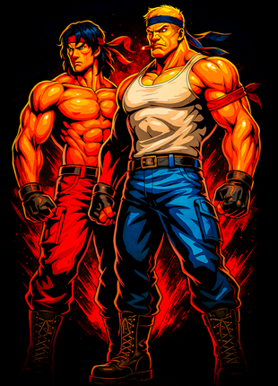 Billy and Jimmy Lee standing together Double Dragon wall art