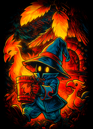 Vivi Ornitier with Chocobos Final Fantasy wall art