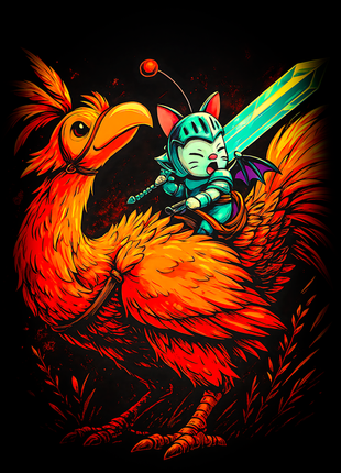 Vivi Ornitier riding a Chocobo Final Fantasy wall art