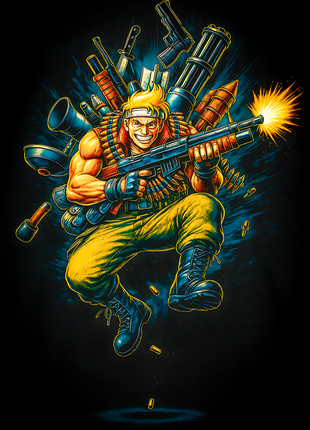 Contra commando armed for battle wall art