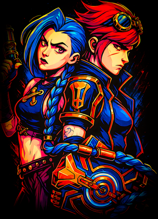 Jinx and Vi Arcane League of Legends wall art