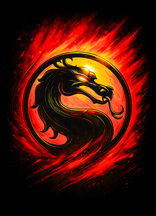 Mortal Kombat dragon emblem wall art
