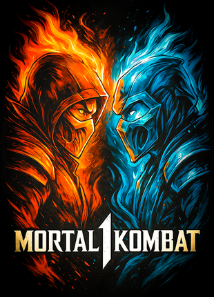 Scorpion and Sub-Zero elemental rivalry Mortal Kombat wall art