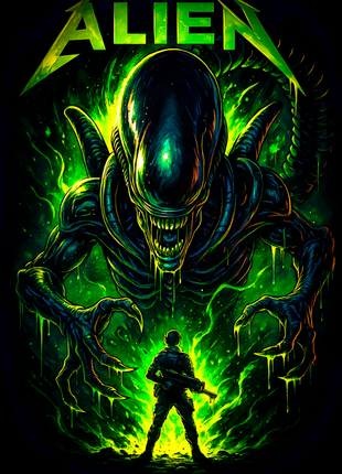 Xenomorph Alien green science fiction wall art