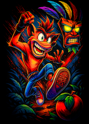 Crash Bandicoot and Aku Aku wall art