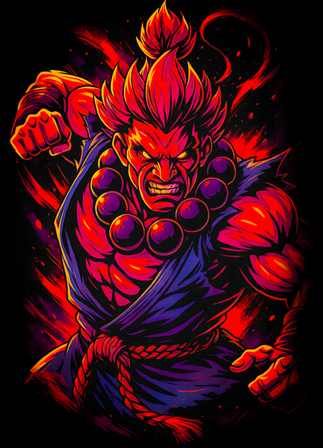 Akuma Street Fighter red energy wall art