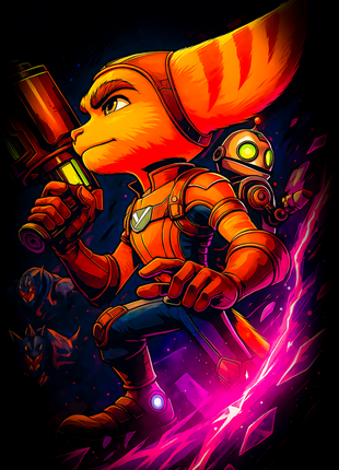 Ratchet and Clank science fiction wall art