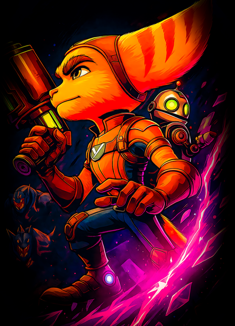 Ratchet and Clank science fiction wall art