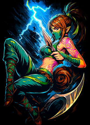 Akali masked ninja League of Legends wall art