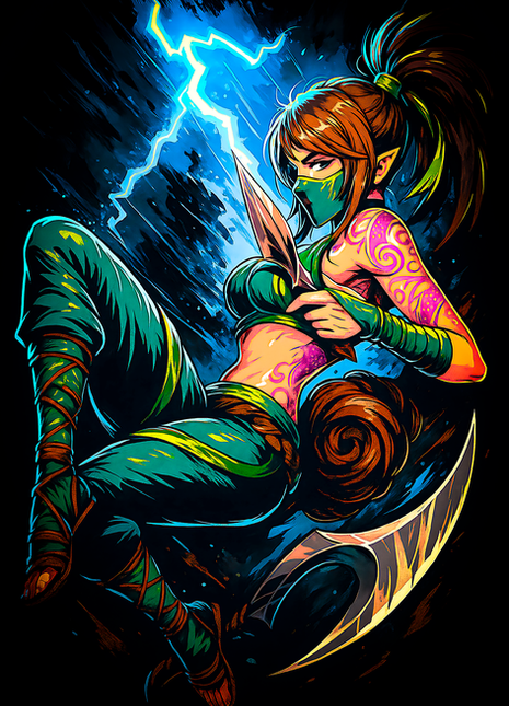 Akali masked ninja League of Legends wall art