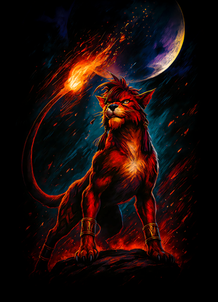 Red XIII beneath the moon Final Fantasy VII wall art