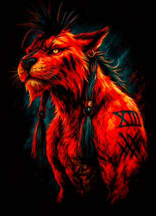 Red XIII fiery profile Final Fantasy VII wall art