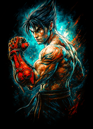 Jin Kazama Tekken fighting pose wall art