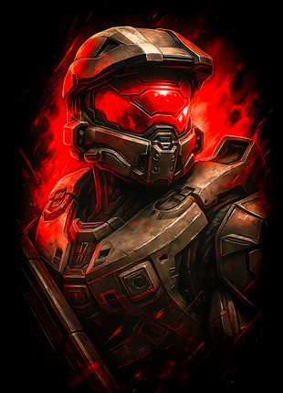 Master Chief red visor Halo wall art