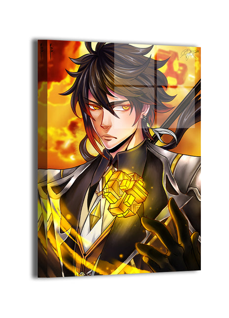 Stoneheart Guardian Wall Art Metal Print – Zhongli Genshin Impact by Emmanuel