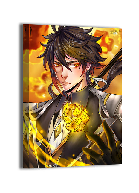 Stoneheart Guardian Wall Art Canvas Print – Zhongli Genshin Impact by Emmanuel