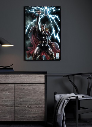 Storm Summoner Thor wall art — Marvel square print by Julius Abrera, image 3.