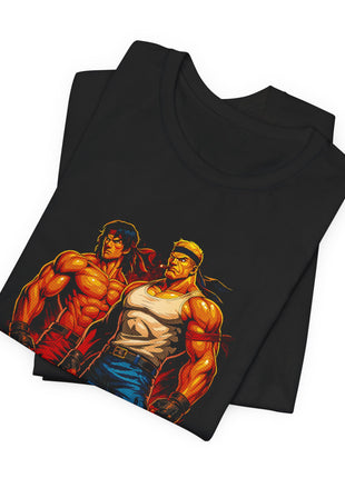 Folded view of the black Street Fighter Fighter Duo Graphic T-Shirt.