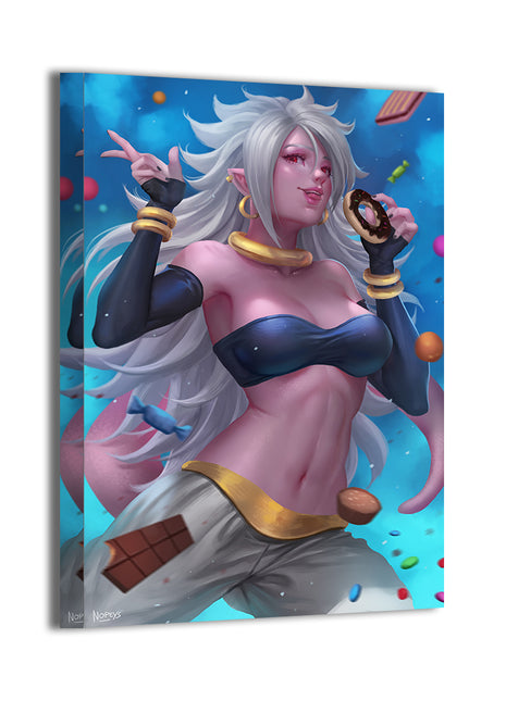  24x36 canvas print of powerful Majin Android 21 ready for battle with a mischievous look