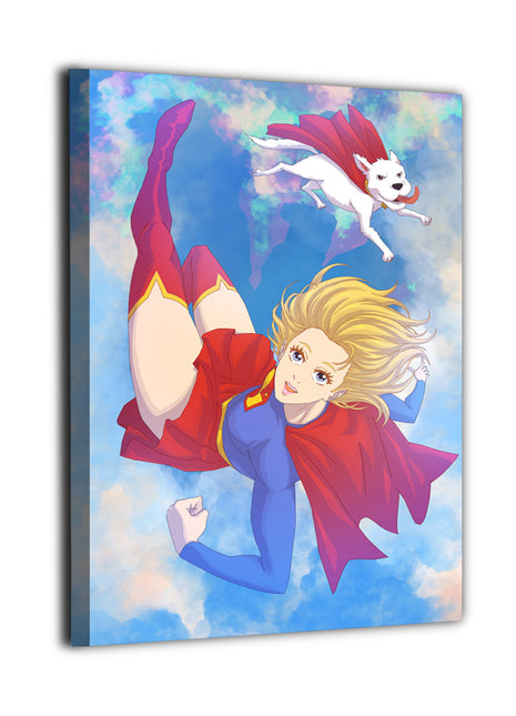 Supergirl & Krypto Wall Art | DC Comics Acrylic, Metal & Canvas - Snapping Turtle Gallery