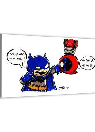 Batman; Deadpool canvas wall art by Rick Basaldua