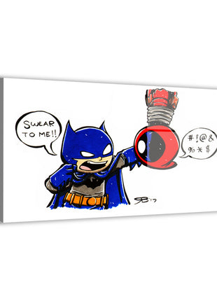 Batman; Deadpool metal wall art by Rick Basaldua