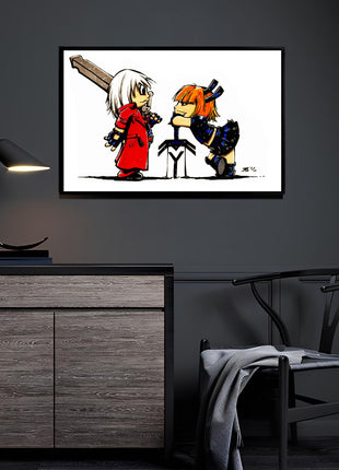 Sword and Soulsword Acrylic print featuring chibi Dante and Magik