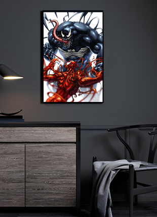Symbiote Reckoning by Ryan Pasibe (colors Brian Valeza) displayed in a modern room.