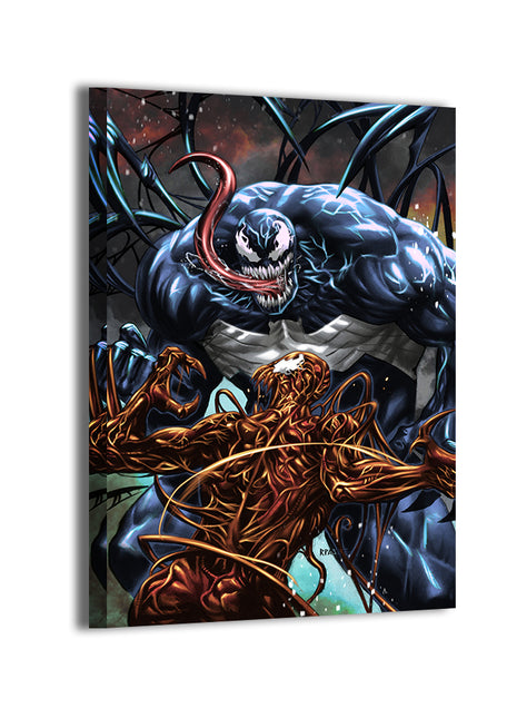 Symbiote Showdown Canvas — Venom and Carnage in brutal clash, artwork by Ryan Pasibe; gallery-wrapped, ready to hang.