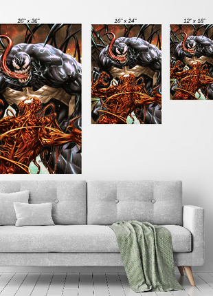 acrylic print of violent symbiote battle by Ryan Pasibe