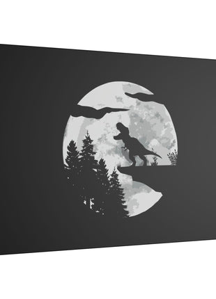 "T-Rex Silhouette Wall Art on premium canvas, acrylic, and metal – front view featuring a bold T-Rex silhouette"
