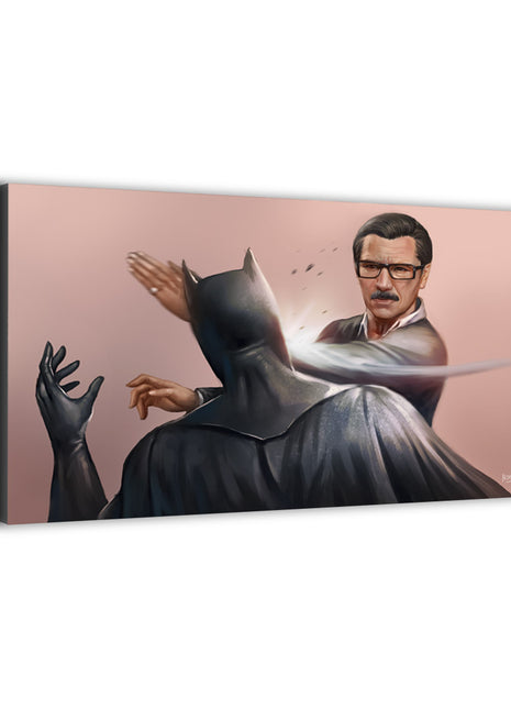 Batman (Bruce Wayne); Commissioner James Gordon canvas wall art by Nopeys