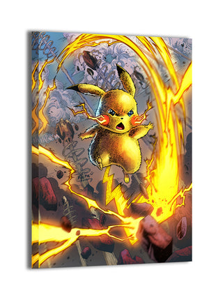 pikachu unleashing thunderbolt by Vhon Remot; gallery-wrapped, ready to hang.