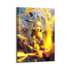 pikachu unleashing thunderbolt by Vhon Remot; modern metallic sheen, ready to hang.