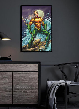 Tidal Sovereign Aquaman acrylic wall art by Emil Cabaltierra, colors by Santosh Pillewar