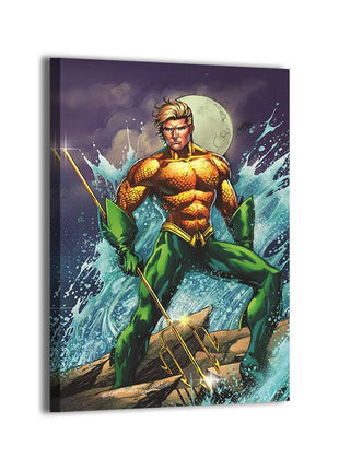 Tidal Sovereign Aquaman canvas wall art by Emil Cabaltierra, colors by Santosh Pillewar