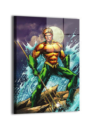 Tidal Sovereign Aquaman metal wall art by Emil Cabaltierra, colors by Santosh Pillewar